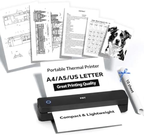PRT MT610 Portable A4 Thermal Printer, Inkless Bluetooth Printer for Phone by PRT