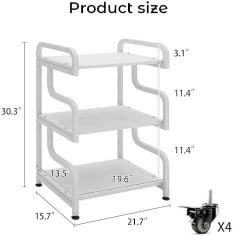 Natwind Stylish 3 Tier Printer Stand, Office Desk Side Storage Shelf ,White - Image 3
