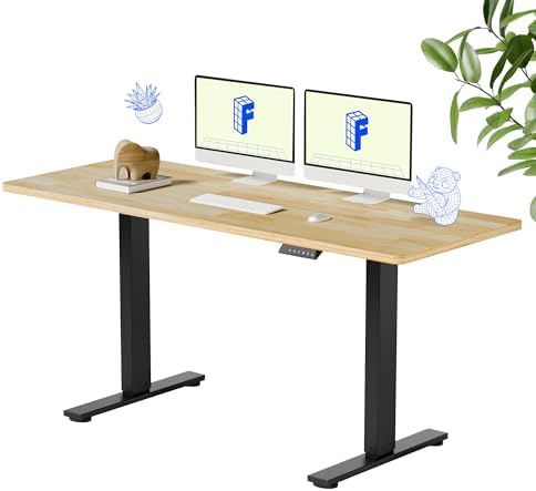 FLEXISPOT 63" x 24" Solid Wood Standing Desk, Black Frame by Unknown