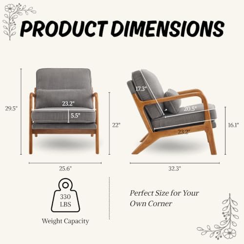 Karl home Mid-Century Modern Accent Reading Chair, Grey - Image 2