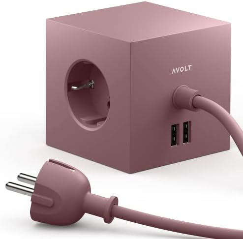 Avolt Square 1 Power Cube | Iconic Scandinavian Design Power Strip with USB Ports | 3 Type B Outlets, Fast Charging | Magnetic Base, 5.9ft Cord | Red Dot Award-Winner (Red, USB A - 5.9ft) - Image 2