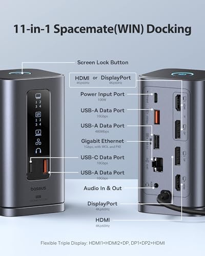 Baseus Spacemate Docking Station 11-in-1 with Triple Display for Windows - Image 2