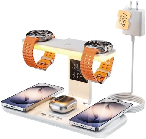 7 in 1 Wireless Charging Station for Samsung Galaxy Dual Watch Charger by Aresh