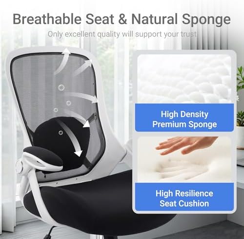 HYLONE 400lbs Heavy Duty Office Chair, Computer Desk Chair(White&Black) - Image 4