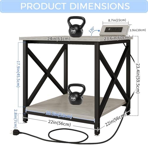 METYERRY 24"x23.6"Large Printer Stand with Power Outlet - Image 3