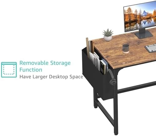 Lufeiya Computer Desk with Fabric Drawers, 47 Inch Desk for Small Space Home Office, Modern Simple Study Writing Table PC Desks for Bedroom, Rustic Brown - Image 6