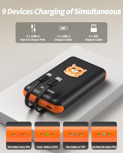 GOODaaa Portable Charger, 3-Pack 10000mAh Slim Power Bank Built in Cables - Image 6