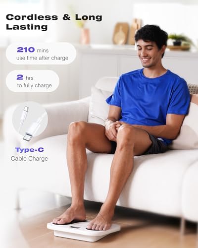 KINGJOY Foot Massager for Neuropathy, Rechargeable EMS TENS Foot Stimulator with 10 Modes 20 Intensities for Circulation Plantar Fasciitis & Swelling Pain Relief, Gifts for Women Men-White - Image 5