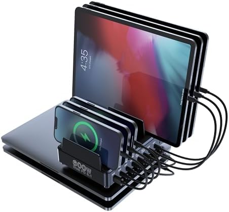 600W USB C Charging Station with Charging Stand (Black) by GaNUSBCChargerUSBCCarCharger