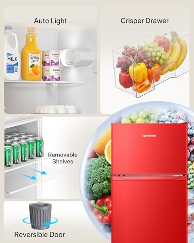Upstreman 7.7 Cu Ft Refrigerator with Freezer Double Door Fridge - Image 5