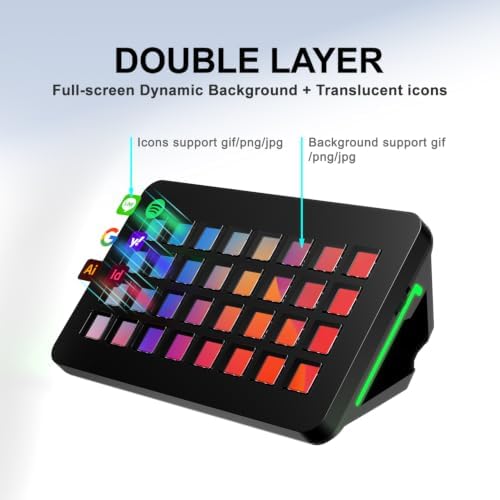 TreasLin/VSDinside XL Streaming Deck & Macro Keypad – 32 Customizable Keys with Scroll Wheels + RGB Light, Programmable Shortcut Keyboard for Gamers Creators Work on OBS Twitch Zoom Teams PS Excel - Image 3