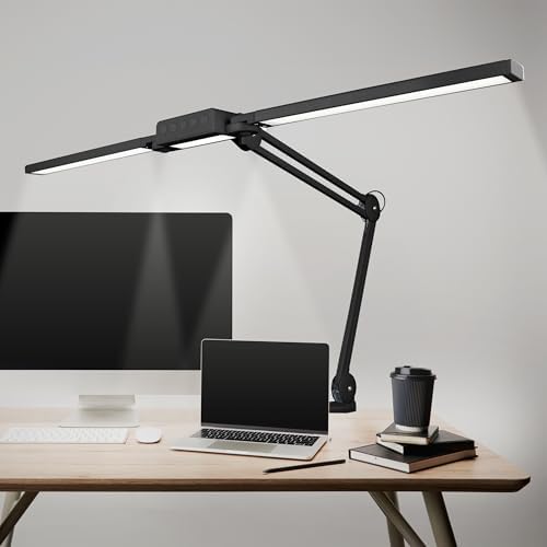 Neatfi Pro LED Desk Lamp | 3,000 Lumens | Dimmable 30W Desk Light | 360 SMD LEDs | CRI 95 | Adjustable Color Temperature | Home, Office, or Workbench (Black, 41-Inch, CCT with Clamp) by Neatfi