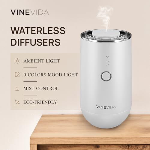 VINEVIDA Waterless Diffuser - Essential Oil Diffuser for Home - White Scent Diffuser for Home, Battery Operated Aromatherapy Diffuser - Car, Room Fragrance Air Diffuser - Image 2