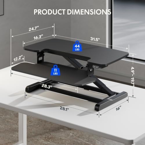 FLEXISPOT 32" Electric Standing Desk Converter, Motorized Sit to Stand Desk Riser, Height Adjustable Desktop Monitor and Laptop Workstation with Wide Keyboard Tray, Black - Image 2
