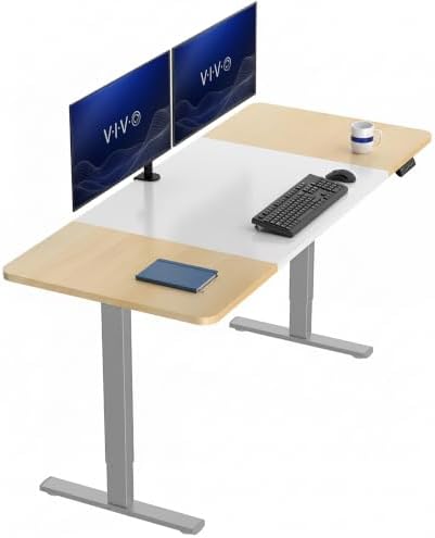 VIVO White/Light Wood 71 x 30 in Standing Desk, DESK-KIT-1G7WC by VIVO