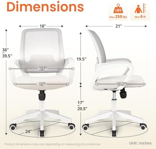 NEO CHAIR Home Office Desk Chair Ergonomic Mesh with Lumbar Support, Ivory - Image 2