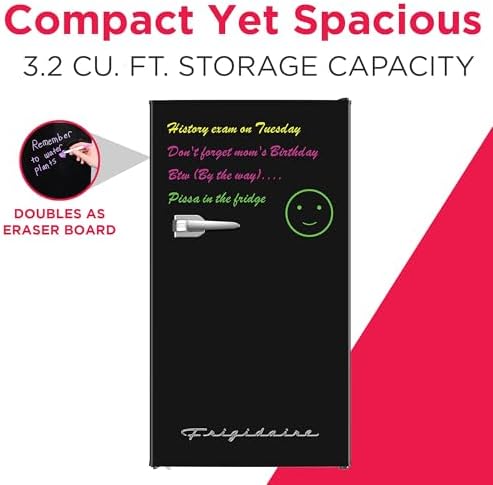 Frigidaire EFR331 Single Door Compact Refrigerator - Adjustable Thermostat Control - Reversible Doors - Front Blackboard, Write and Erase - Ideal for Dorm, Office, RV, Room - Black, 3.2 Cubic Feet - Image 2