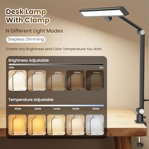 LIONVISON Desk Lamps for Home Office: Dimmable Eye-Caring LED Desk Light - Image 2