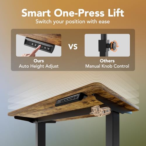 HUANUO 43x24 Inch Electric Standing Desk, Height Adjustable, Rustic Brown - Image 6
