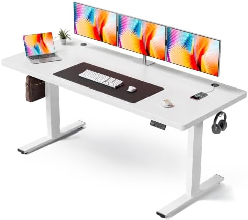 White 71x30 in Electric Standing Desk, 1 Inch Thick Tabletop by Unknown
