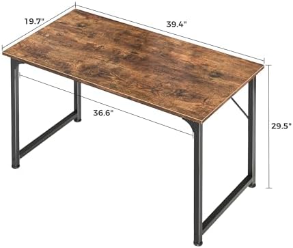 Huuger Computer Desk, 40 Inch Office Desk, Gaming Desk with Storage, Writing Desk Work Desk for Home Office, Study, Modern Simple Desk, Large Legroom, Metal Frame, Rustic Brown - Image 3