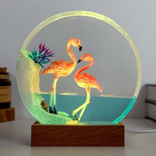 Flamingo Resin Lamp, Handmade Resin Night Light for Home Office Room Decor by NICEHERA