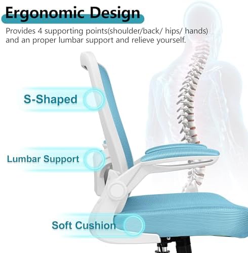 FelixKing Office Chair, Ergonomic Desk Chair Breathable Mesh Chairs Adjustable High Back Lumbar Support Flip-up Armrests, Executive Rolling Swivel Comfy Computer Chairs Home Office Blue - Image 3