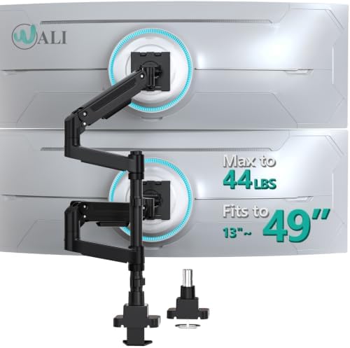 WALI Vertical Dual Monitor Arm for 13-49 inch Curved Screens, up to 44 lbs by WALI