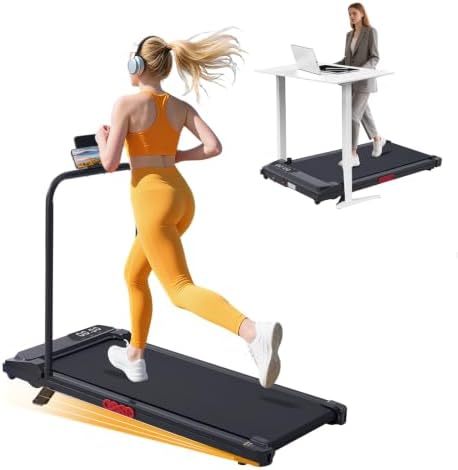 KASSADIN Electric Walking Pad Treadmill with Handle Bar Incline for Home, Portable Walking Pad Treadmill with Handles for Home Small, 3.0HP Mini Under Desk Treadmill for Exercising, 0.6-7.6MPH, 350LB by Kassadin