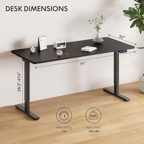 FLEXISPOT 71"x32" Electric Standing Desk, Black - Image 3