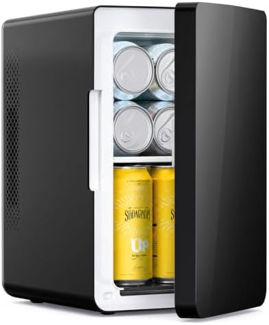 Antarctic Star Mini Fridge 6L/8 Can Portable Cooler,Personal Compact Refrigerator for Skin Care, Food,Drinks or Cosmetics, AC/DC for Bedroom, Car, Office,Black by AntarcticStar