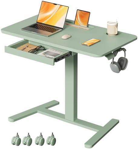 Mobile Standing Desk with Drawer, 35"×20" Small Laptop Desk by JYLHJOYSEEKER