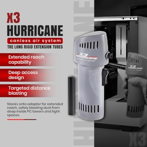 Canless Air X3 Hurricane Air Duster - Rechargeable Air Blower with Adjustable Speed up to 260 MPH - 5 Attachments Dust Removal Tool - Compressed Air Alternative for Electronics & Car Detailing - Image 2