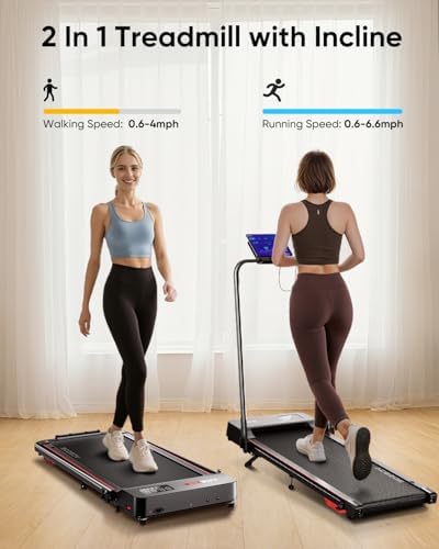 Acezoe Walking Pad with 10% Incline & Dual LED Display,4 in 1 Foldable Treadmill for Home Small Office, Compact Under Desk Treadmill with Handle bar,APP & Remote, 300 lbs Capacity - Image 2