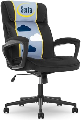 Serta Executive Office Chair Lumbar Support, Padded Arms Microfiber Chair by Serta