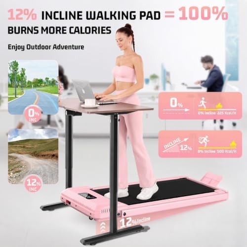 FUNMILY Upgrade Walking Pad Folding Treadmill with 12%/15% Incline & Handle Bar, 3.5HP Foldable Under Desk Compact Treadmills for Home/Office/Gym, 400+lb Capacity, Shock Absorption - Image 4