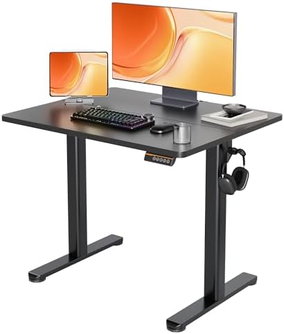Claiks Electric Height Adjustable Standing Desk, 35x20 Inch, Black by CLAIKS