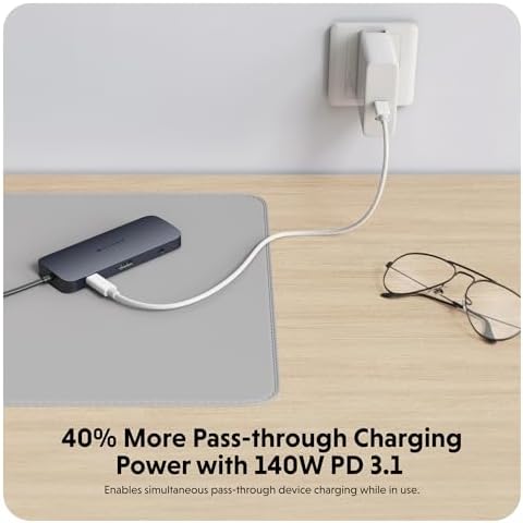 HyperDrive Next 10 Port USB C Hub for Mac, PC, and Chromebook with 4K60Hz HDMI, 2 USB-A, USB-C Hub 10Gbps 140W Power Delivery, SD & microSD Card Reader, Ethernet, 3.5mm Audio Ports - Image 6