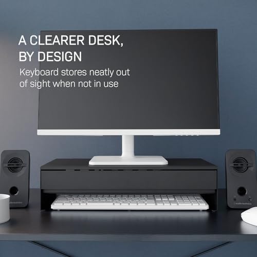 YAMAZAKI Home Monitor Stand with Drawer and Cable Management Riser, Black - Image 6