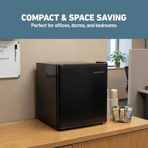 West Bend Mini Fridge Compact Refrigerator for Home Office or Dorm, Auto Defrost with Reversible Door, Energy Star Rated, 1.6-Cu.Ft., Black - Image 3