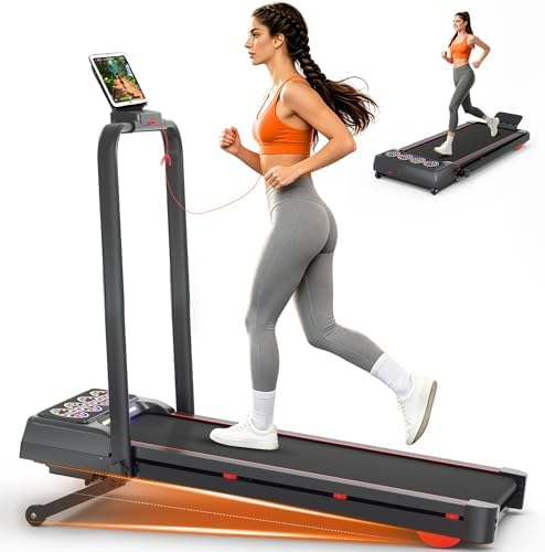 Walking Pad Treadmill with 15% 12-Level Auto Incline& Handle Bar, Ecogou 2.5HP Quiet Under Desk Treadmill,450 lbs Capacity UI Screen & Remote Control, Compact Treadmills for Home Hiking by Ecogou