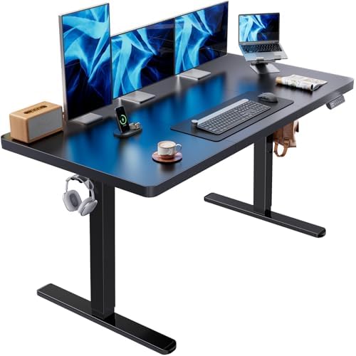 HUANUO 60 x 30 Inch Large Electric Standing Desk, Brushless Motor, Black by HUANUO