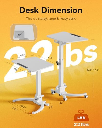 JOY worker Foldable Standing Desk on Wheels, Mobile Adjustable Laptop Desk - Image 2