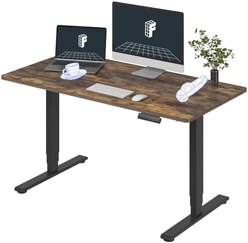FLEXISPOT E6 3-Stage Dual Motor Electric Standing Desk 55 x 28 Sit Stand Up Desk, Holds 220 lbs, Adjustable Height w/Memory Presets, One-Piece Special Walnut Desktop & Black Frame, Ships in 2 Boxes by Unknown