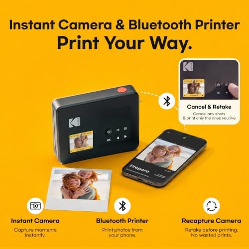 KODAK Mini Shot 3 Retro 3x3 Instant Camera, Photo Printer, 38 Sheet, White - Image 4