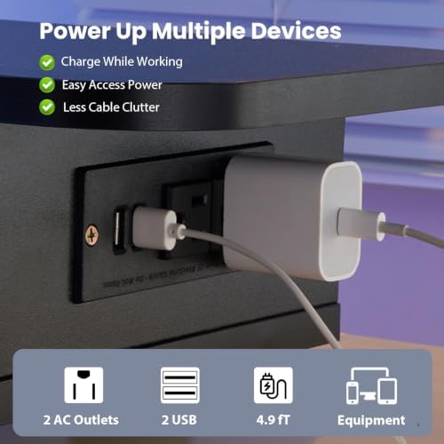 Artswish Dual Monitor Stand with Power Outlet, Black Desk Monitor Riser - Image 5