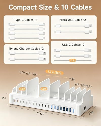 20-Port 600W Moezuti Charging Station for Multiple Devices with 10 Cables - Image 5