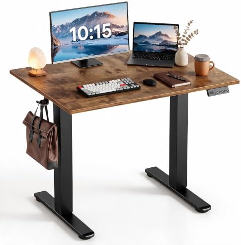 Claiks 40 x 24 Inch Rustic Brown Electric Standing Desk by CLAIKS