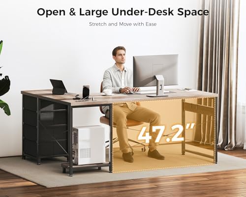 AODK 61" L Shaped Gaming Desk with 4 Drawers and Power Outlets, Grey - Image 6
