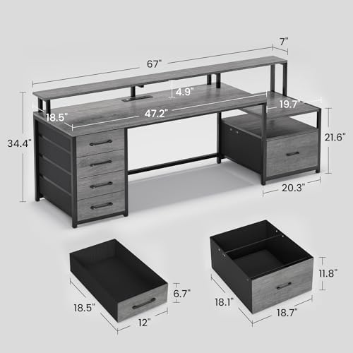 SEDETA 66'' Computer Desk with 5 Drawer, Power Outlet for Home Office - Image 2